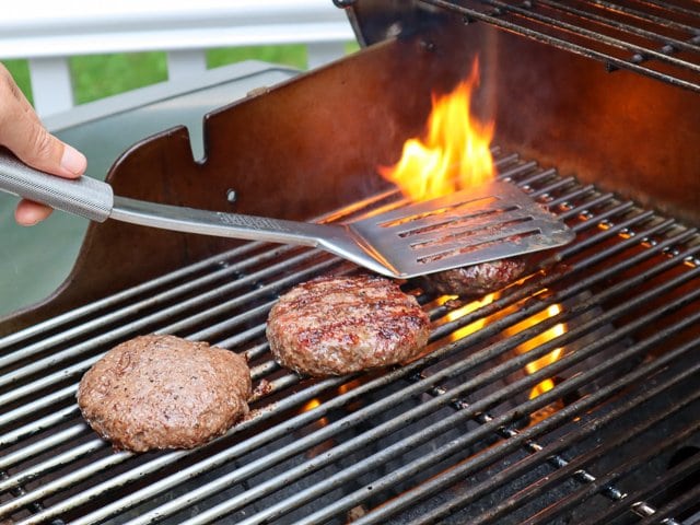 burgers being grilled