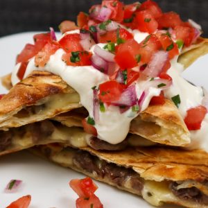 image of a pile of grilled steak quesadilla