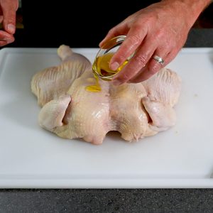 oiling a chicken