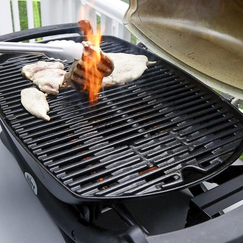 chicken with a flare up on the grill